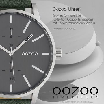 OOZOO Quarzuhr Oozoo Damen Herren Armbanduhr Timepieces, (Analoguhr), Damen, Herrenuhr rund, groß (ca. 50mm) Lederarmband, Fashion-Style
