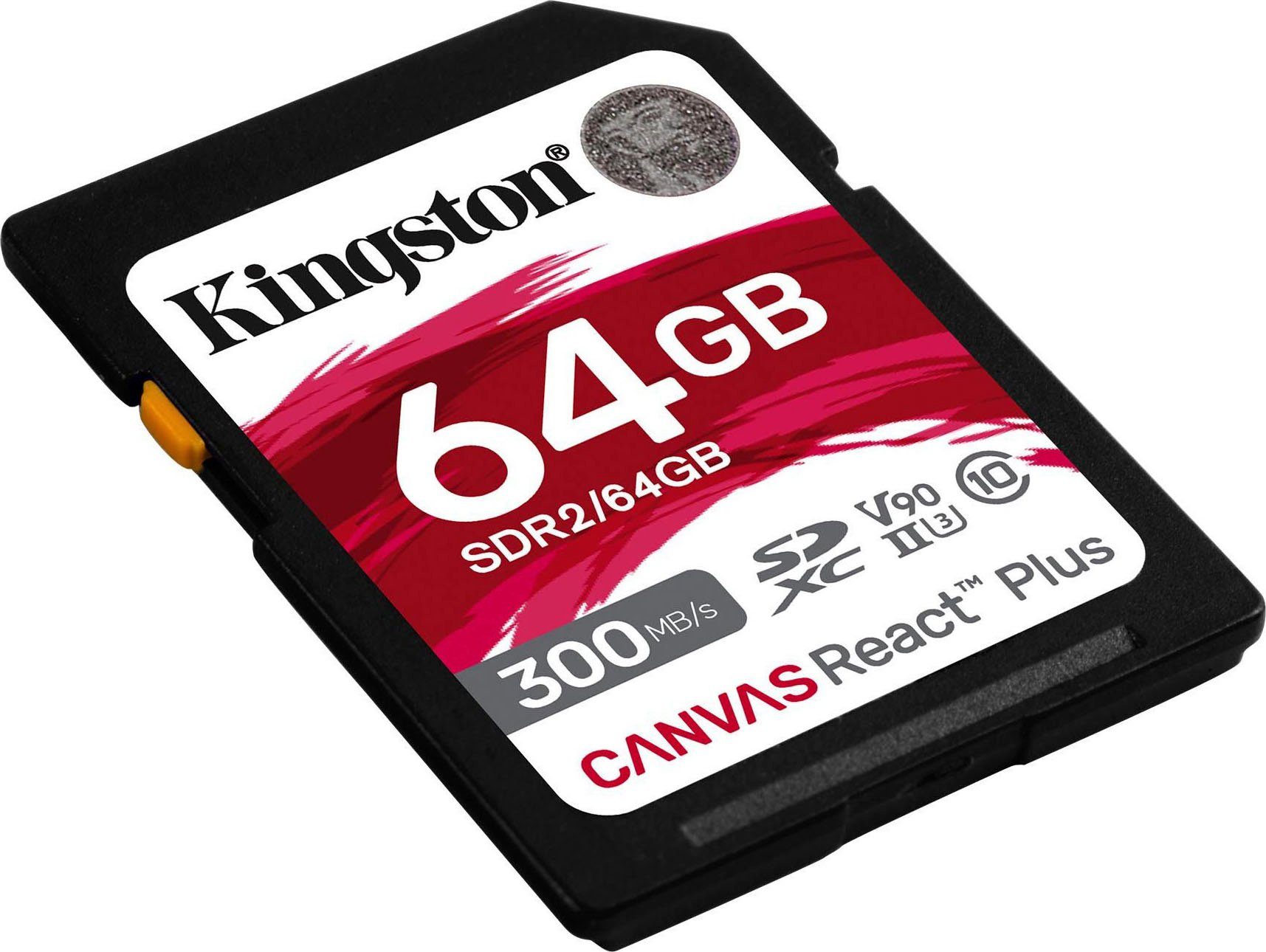 Kingston Canvas React Plus SD 64GB Speicherkarte (64 GB, Class 10, 300 MB/s Lesegeschwindigkeit)