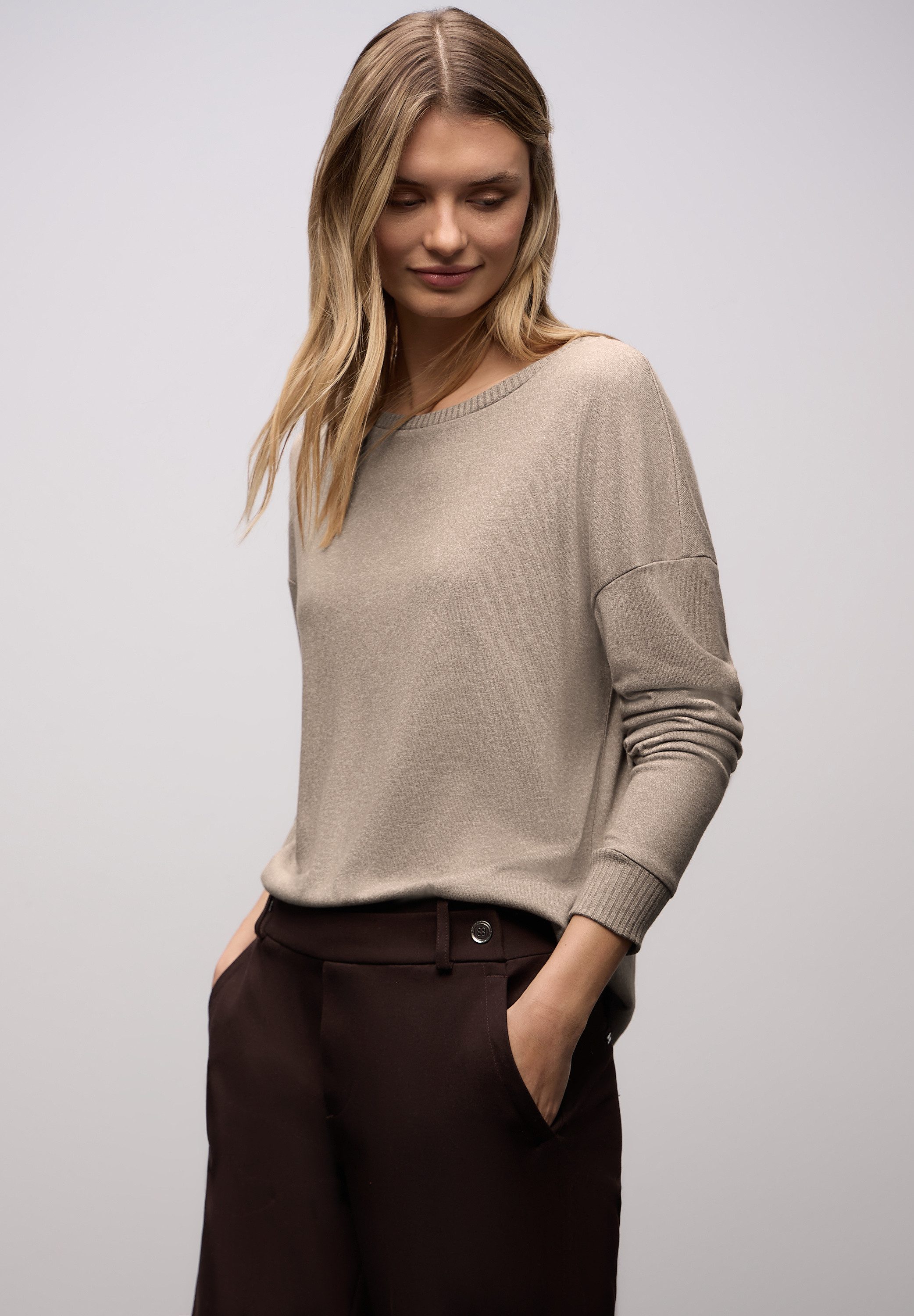 STREET ONE Langarmshirt im Melange Look