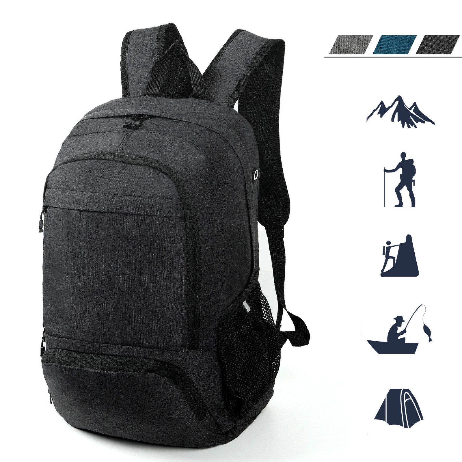TAN.TOMI Wanderrucksack 23L Rucksack Leicht Faltbarer Reiserucksack Seitentaschen, Für Radfahren, Klettern, Bergsteigen und Reisen Sport