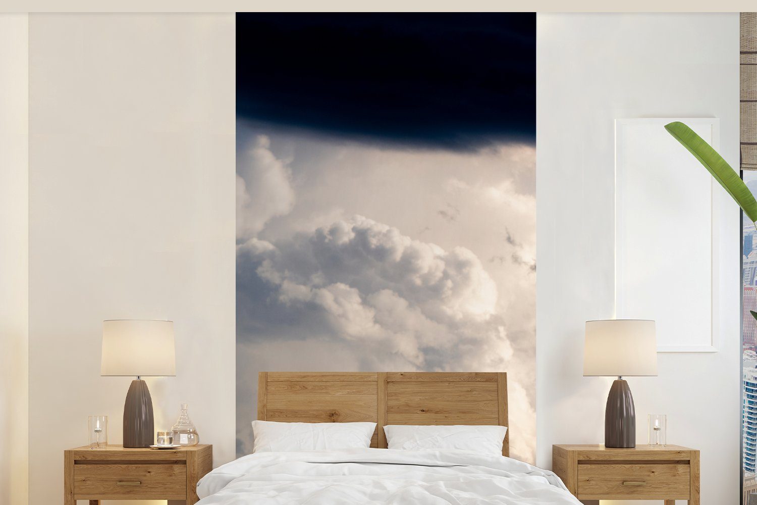 MuchoWow Fototapete Pferd - Wolken - Schatten, Matt, bedruckt, (2 St), Vliestapete für Wohnzimmer Schlafzimmer Küche, Fototapete