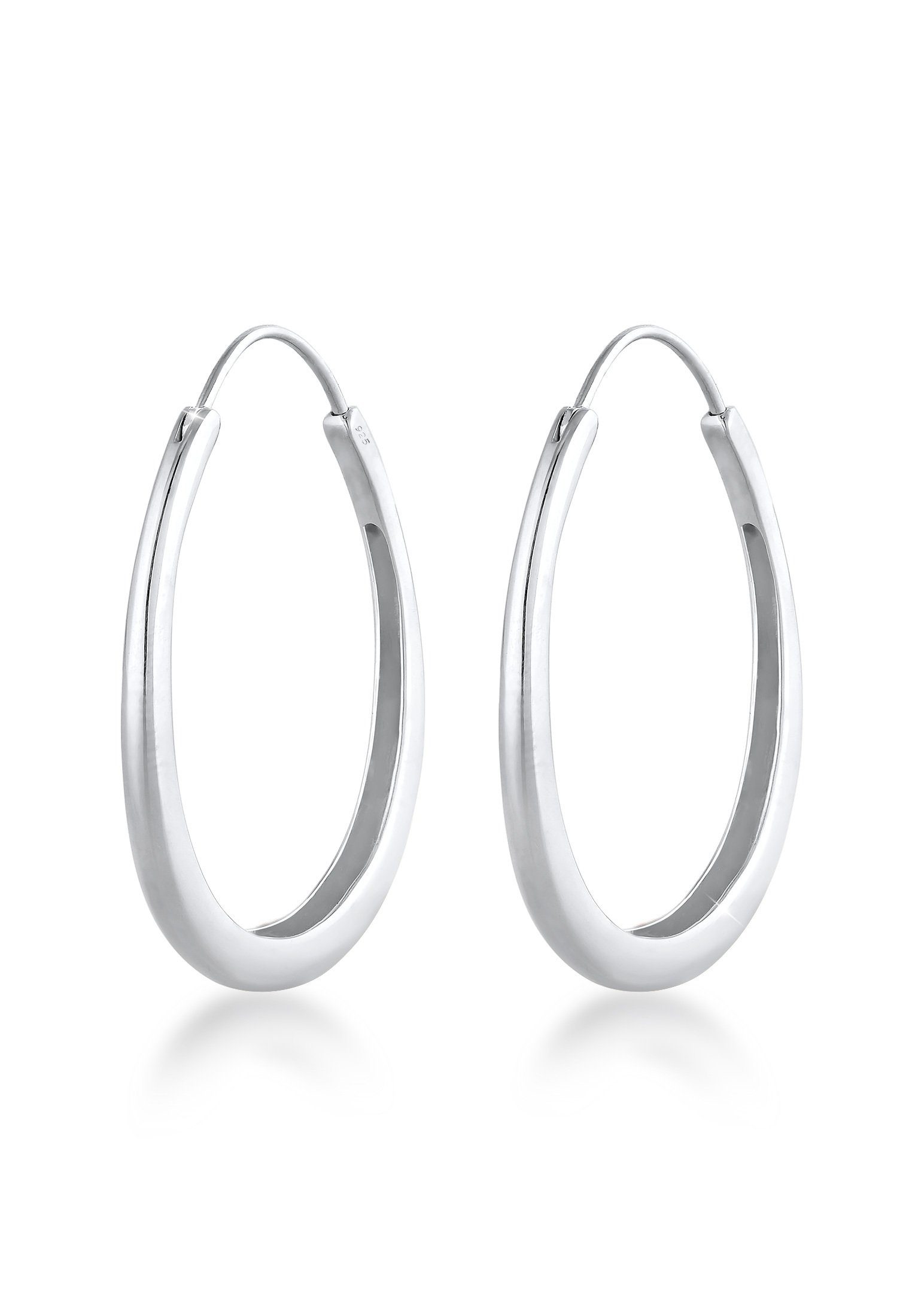 Paar Creolen Creolen Hänger Oval Geo Basic Trend Big 925 Silber