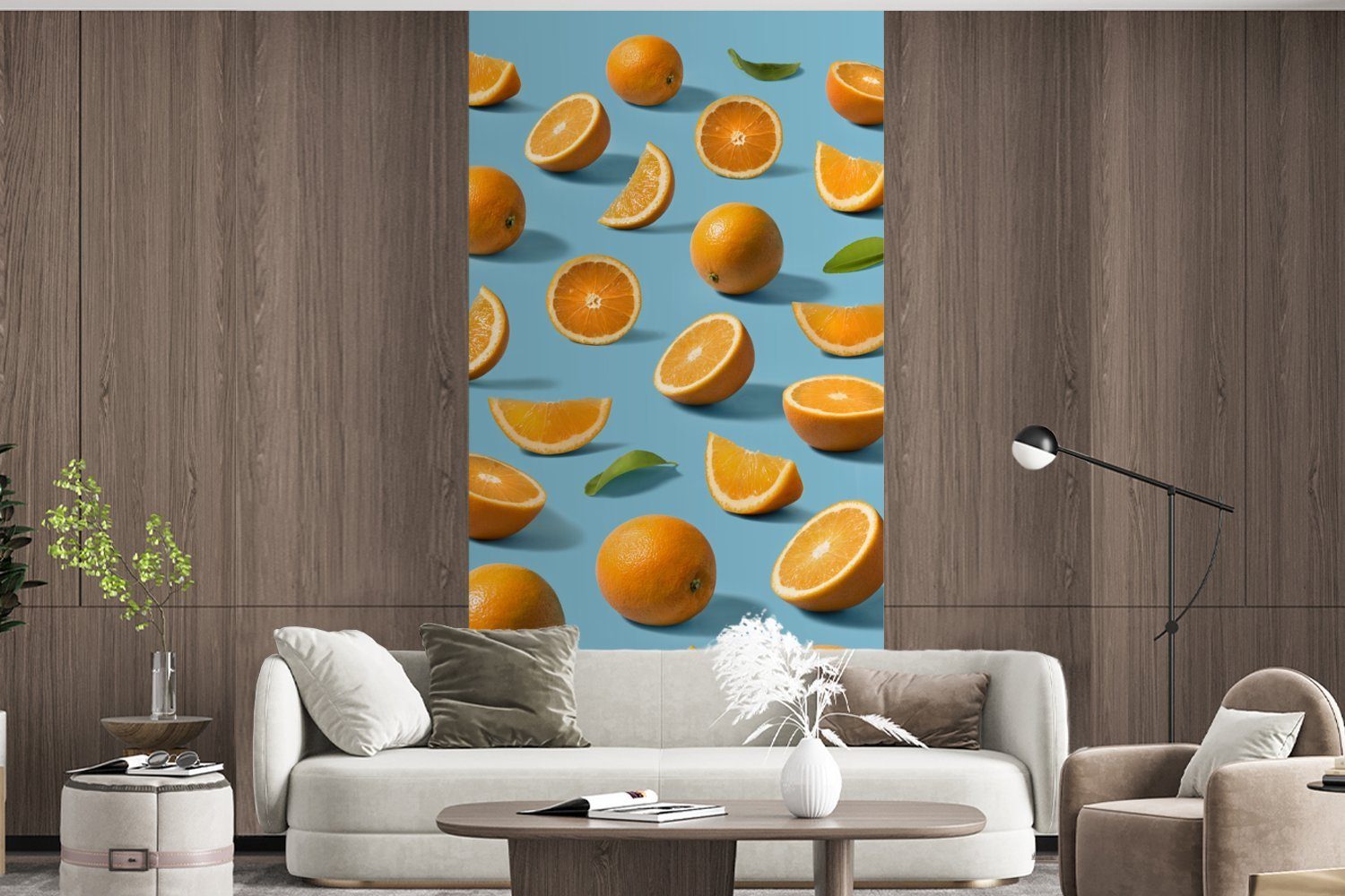 Stilleben Fototapete für Orange bedruckt, Schlafzimmer - Küche, Obst, Wohnzimmer - Matt, Fototapete St), (2 Vliestapete MuchoWow