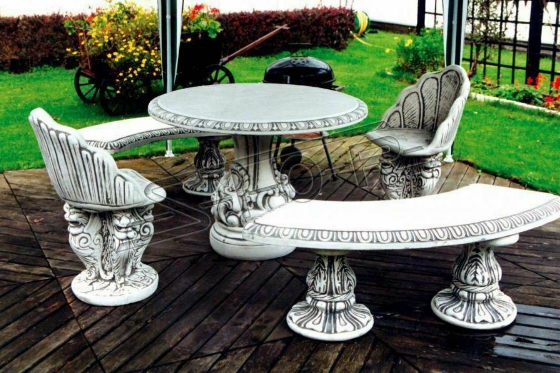 Tische Dekoration Stil Antik Möbel Design JVmoebel Terrase Garten Skulptur Stein Tisch