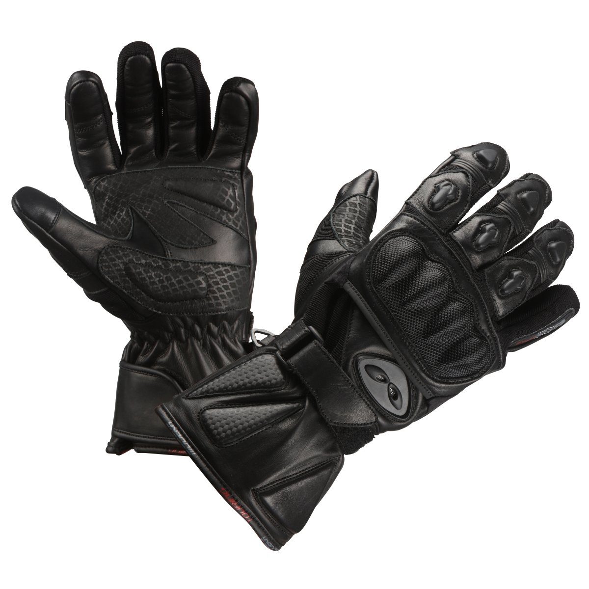 NORMAN Motorrad-Handschuhe Schwarz/Rot – Ganzer Finger, Sommer, Für Bergfahren & Sport, Größe XXL