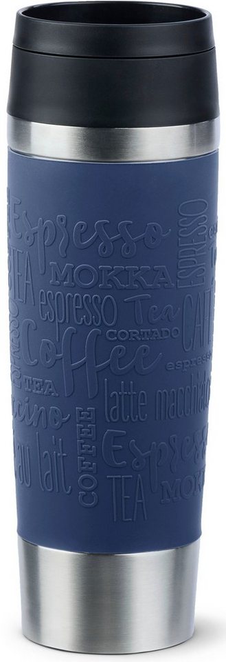 Emsa Thermobecher Travel Mug Classic, mit 360°-Trinköffnung, auslaufsicher, rutschfest, Edelstahl, Kunststoff, Silikon, 4h heiß, 8h kalt - 360 ml / 6h heiß, 12h kalt - 500 ml, 100% dicht