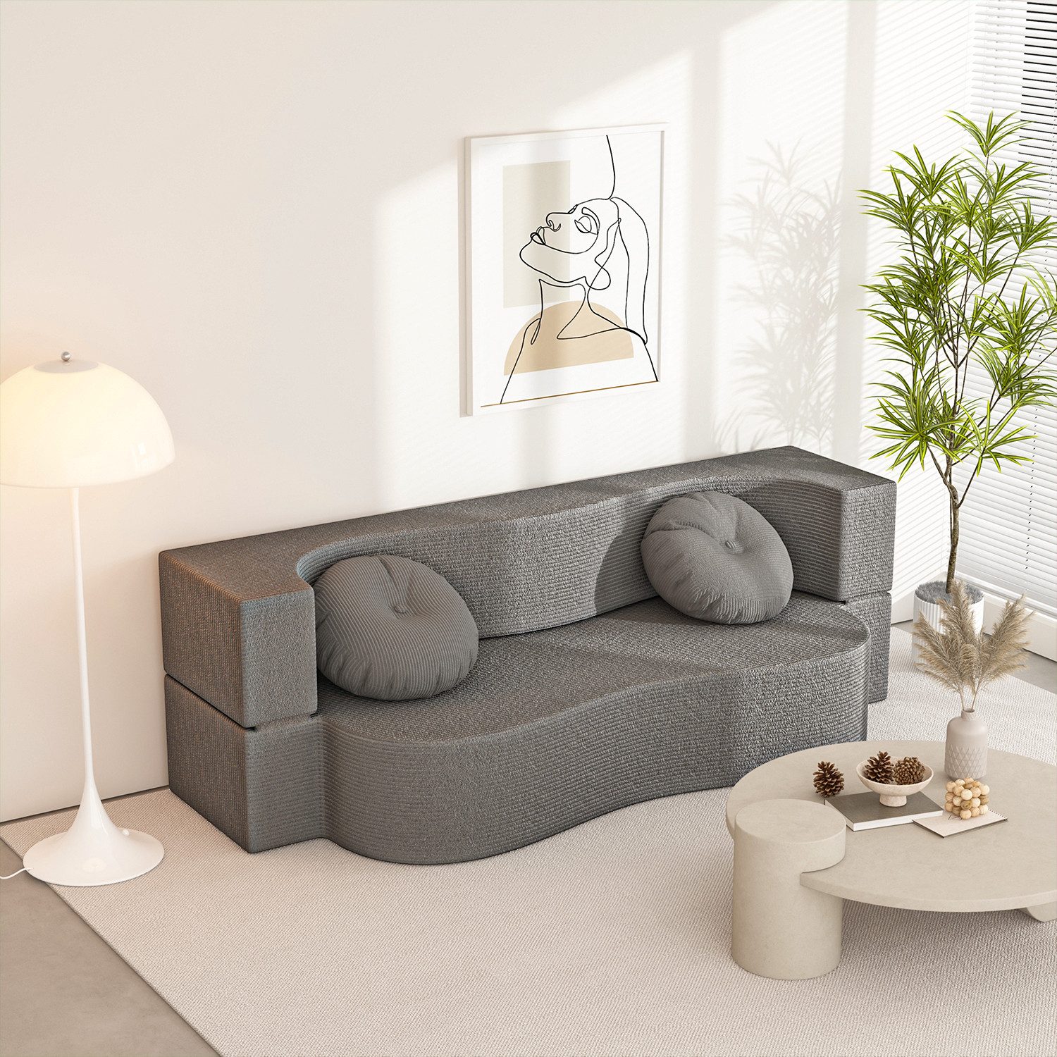 CASSILANDO Loungesofa Klappbares Schlafsofa, Doppelsofa, Fauler Sofa, sofas wohnzimmer, Keine Installation erforderlich, abnehmbare Sofabestellung