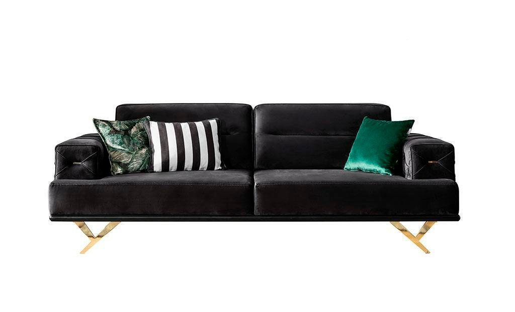 JVmoebel Sofa Schwarzes Edelstahl Sofa Moderne Wohnzimmer Couch Textilmöbel Luxus, 1 Teile, Made in Europe