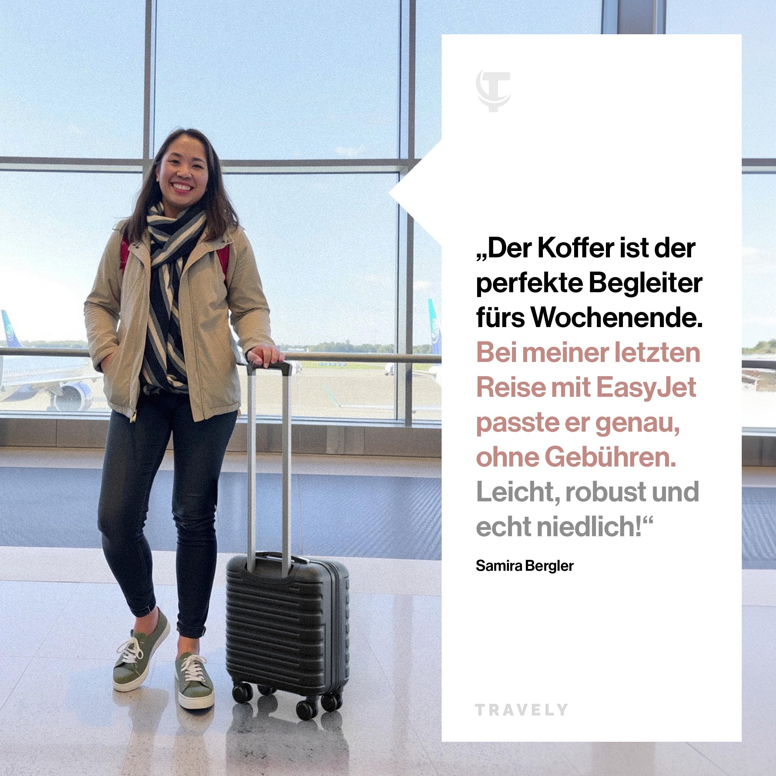 Travely Koffer Polycarbonat Handgepäck Koffer 45x36x20cm - für Easyjet etc, 4 Rollen, Designed in Germany, austauschbare Griffe und Rollen – Bild 5 von 5