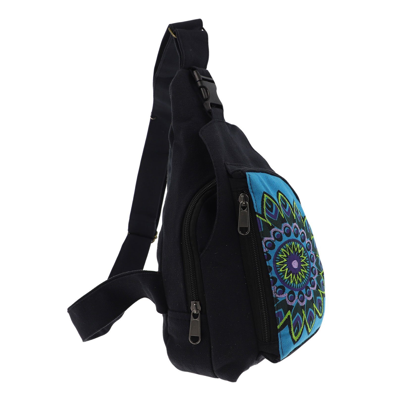 S Hippie Schwarz Mandala MAGIE KUNST UND Schultertasche Schultertasche Bodybag / Türkis Brutsttasche Rucksack Slingbag