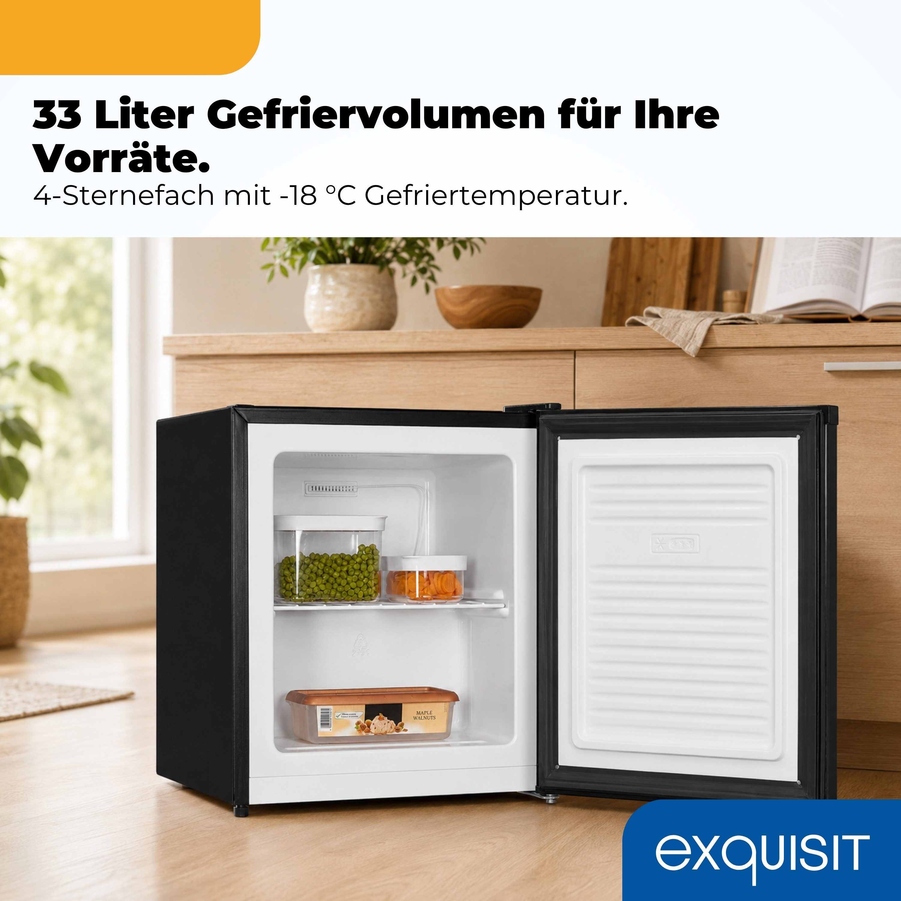 exquisit Gefrierschrank GB05-040E, Mini-Gefrierschrank, kompakt und platzsparend, 4-Sterne Gefrieren – Bild 5 von 5
