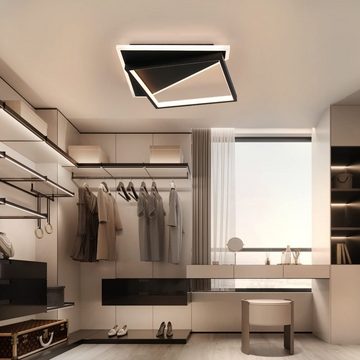 ZMH LED Deckenleuchte Dimmbar Modern für Wohnzimmer Esszimmer Büro Küche Flur, LED fest integriert, Tageslichtweiß, schwarz, 35*35cm