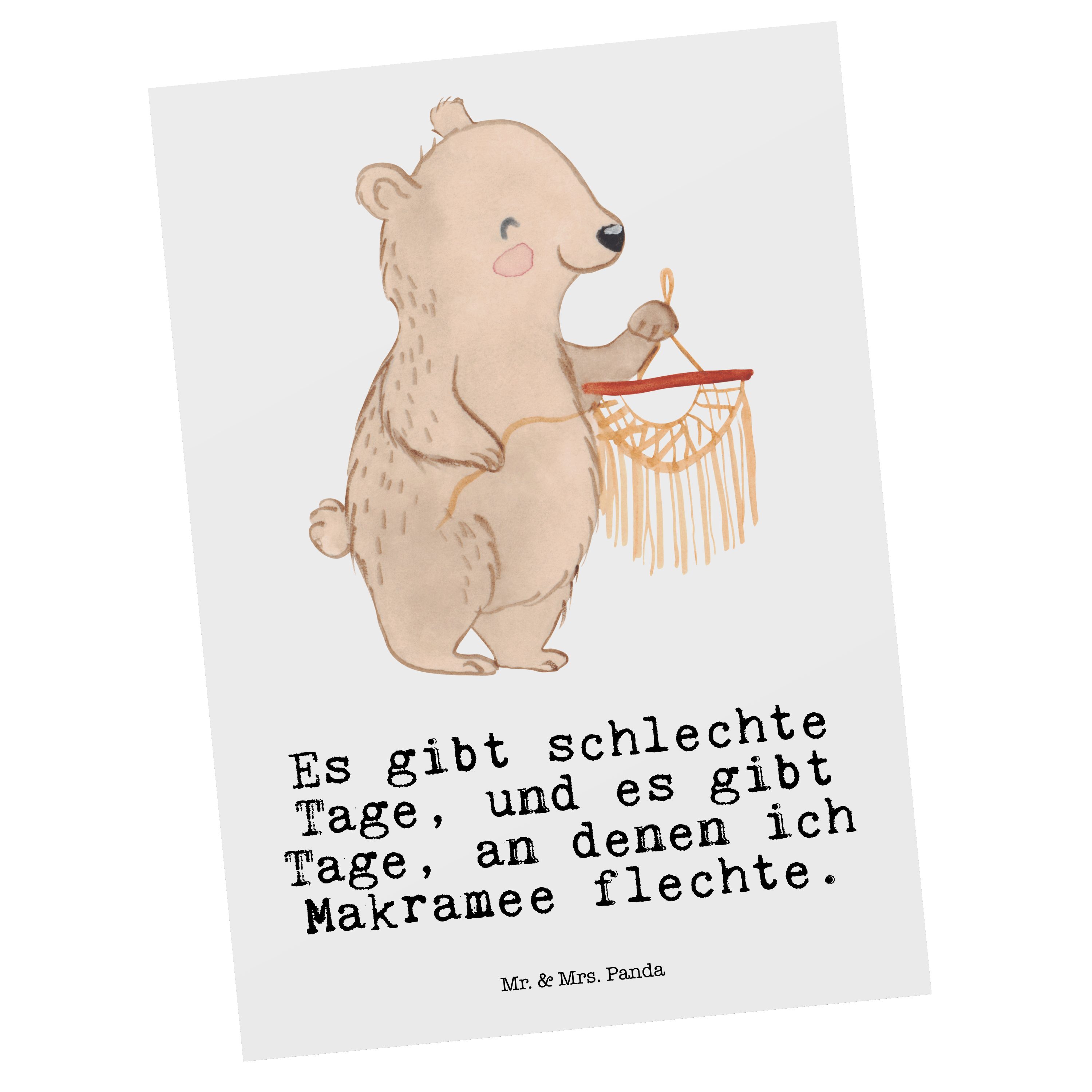 Mr. & Mrs. Panda Postkarte Bär Makramee Tage - Weiß - Geschenk, Danke, Geburtstagskarte, Einladu