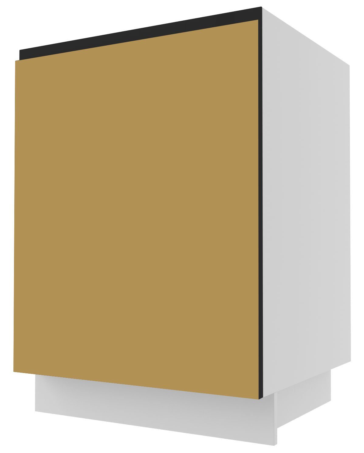 Velden wählbar Unterschrank Korpusfarbe matt 1-türig grifflos Front- gold super Feldmann-Wohnen 60cm und