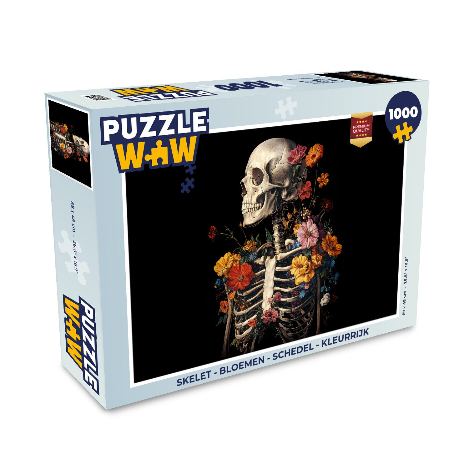 Puzzle Skelett - Blumen - Totenkopf - Farbenfroh