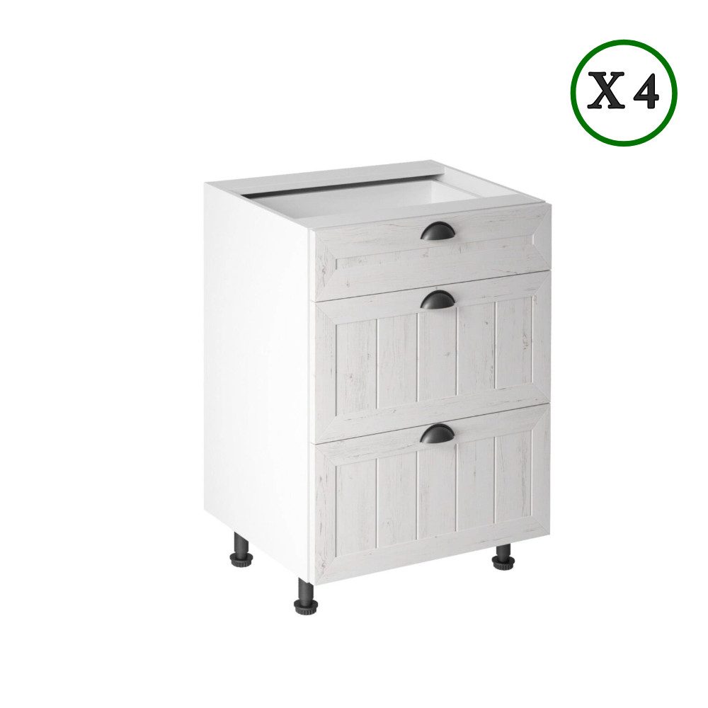 ROYAL24_MARKT Winkelküche K3-G260 - Provence - Luxuriöse Details,clevere Aufbewahrungslösungen, (Komplett Set), Edle Materialien - Stilvolles Design - Hohe Qualität.