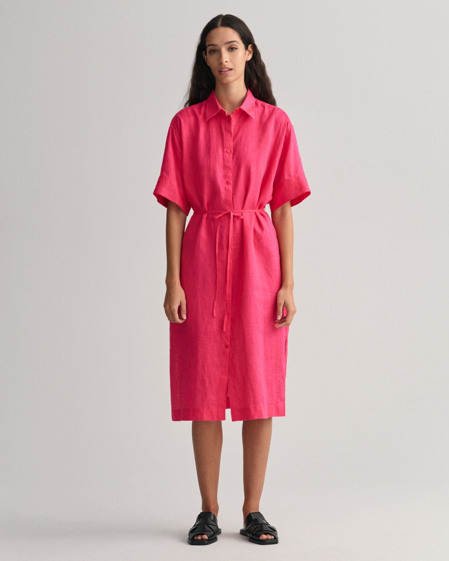 Gant Blusenkleid Kurzarm Hemdblusenkleid aus Leinen