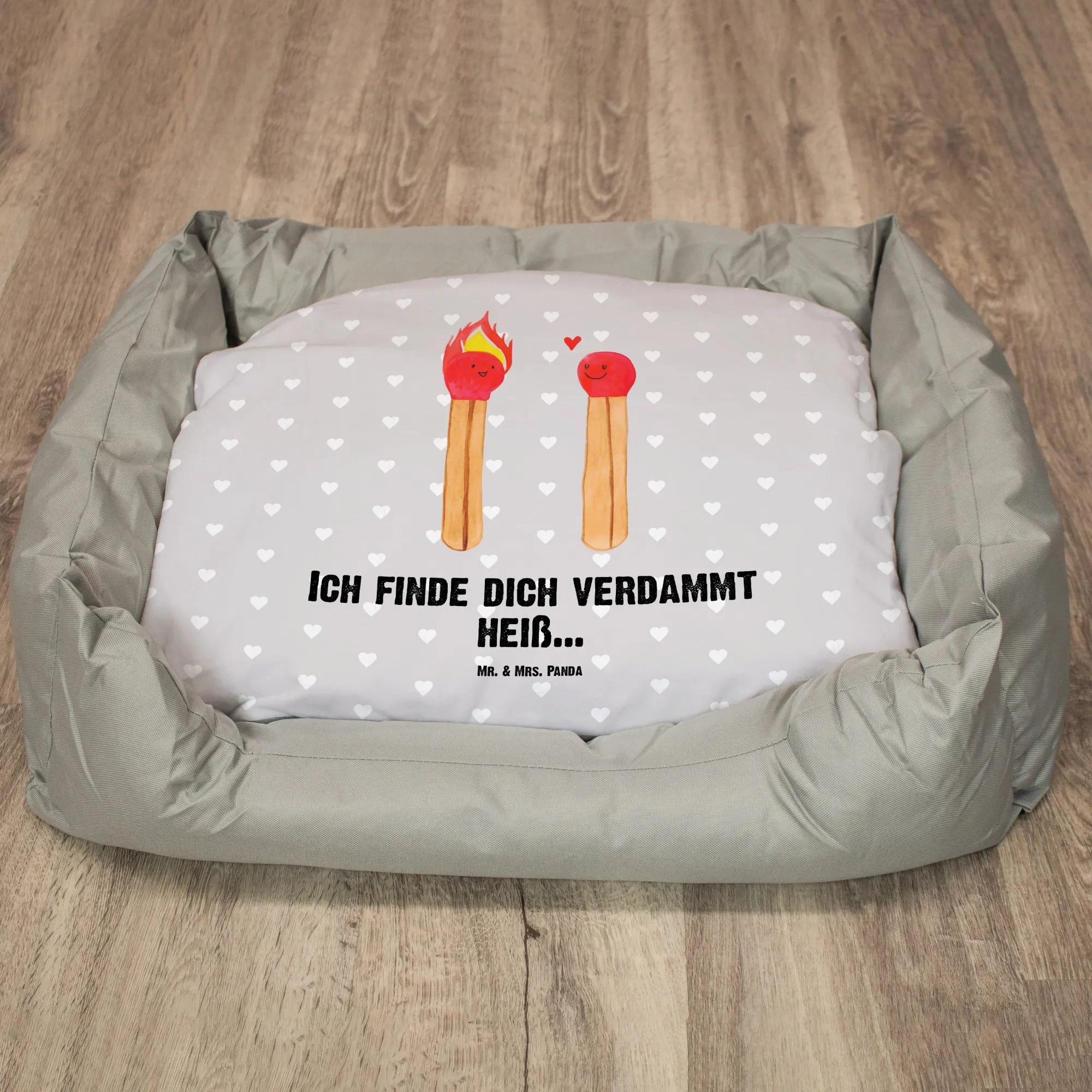 Thumbnail - Mr. & Mrs. Panda Tierbett Streichhölzer - Grau Pastell - Geschenk, Liegeplatz, Hocheitstag, Hun, Modernes Design