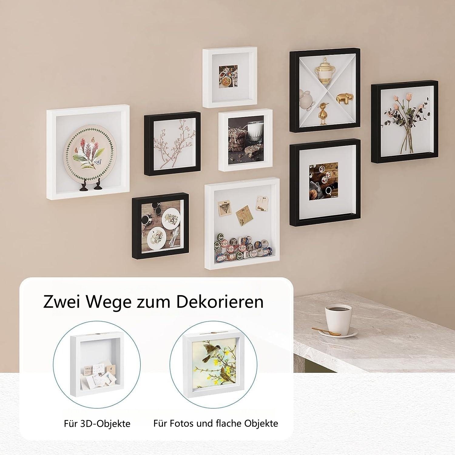 EUGAD Bilderrahmen, (Set, 2 St), 3D Bilderrahmen Objektrahmen MDF-Holzrahmen
