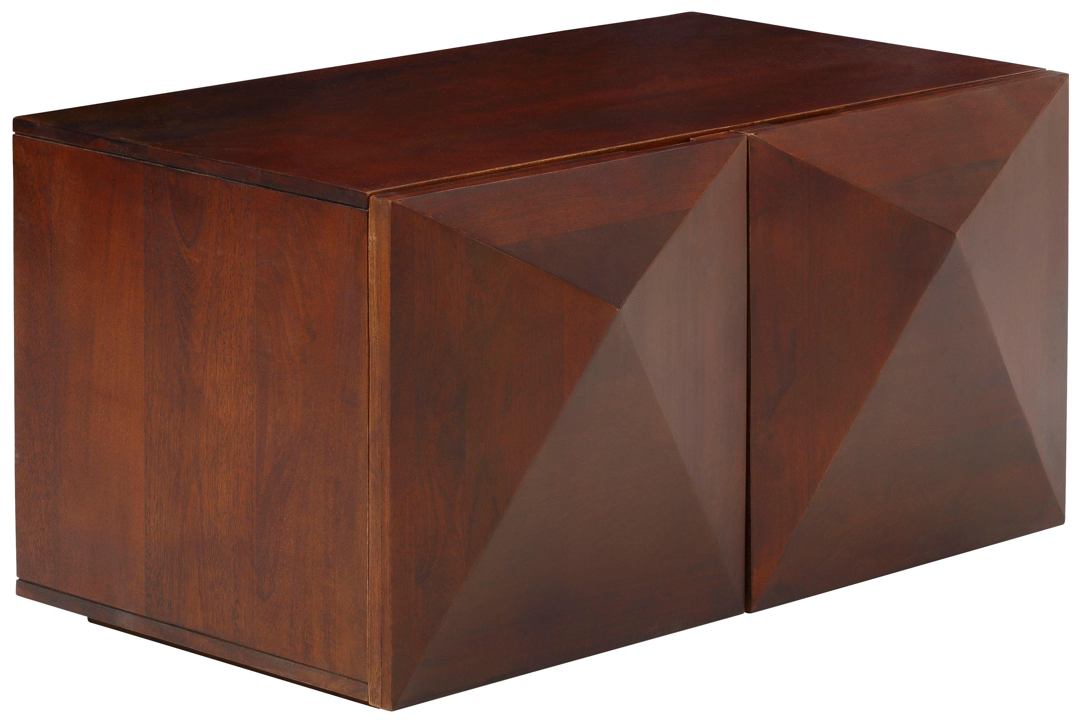OTTO home Couchtisch Diamond, aus massivem Mangoholz mit 3D-Optik auf den Außenseiten, Breite 90 cm