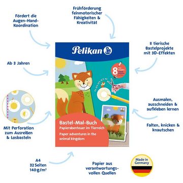 Pelikan Lernspielzeug Pelikan Bastelbuch Malbuch 4-teiliges Set Papierabenteuer im Tierreich