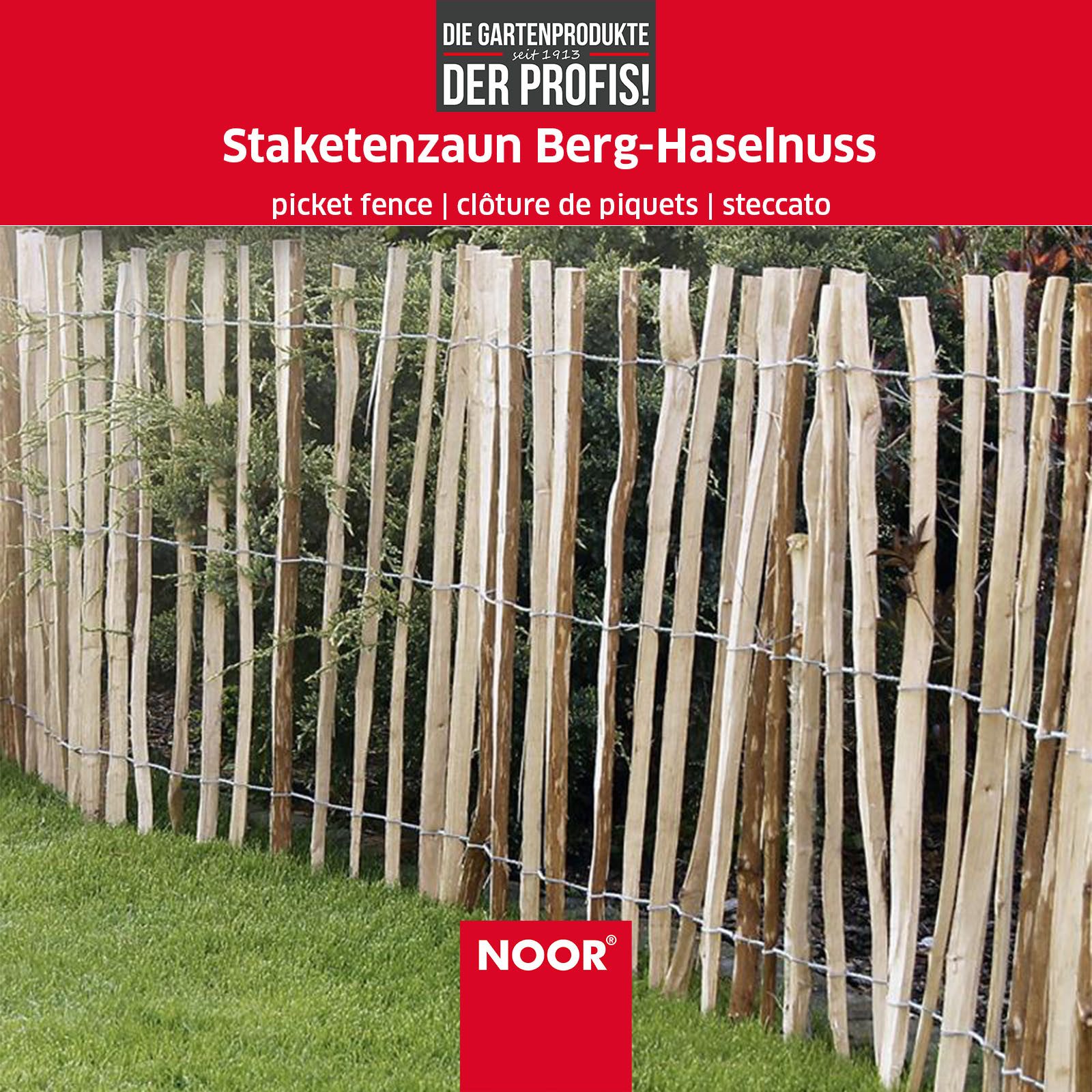 NOOR Staketenzaun Haselnuss - rustikaler Steckzaun günstig online kaufen