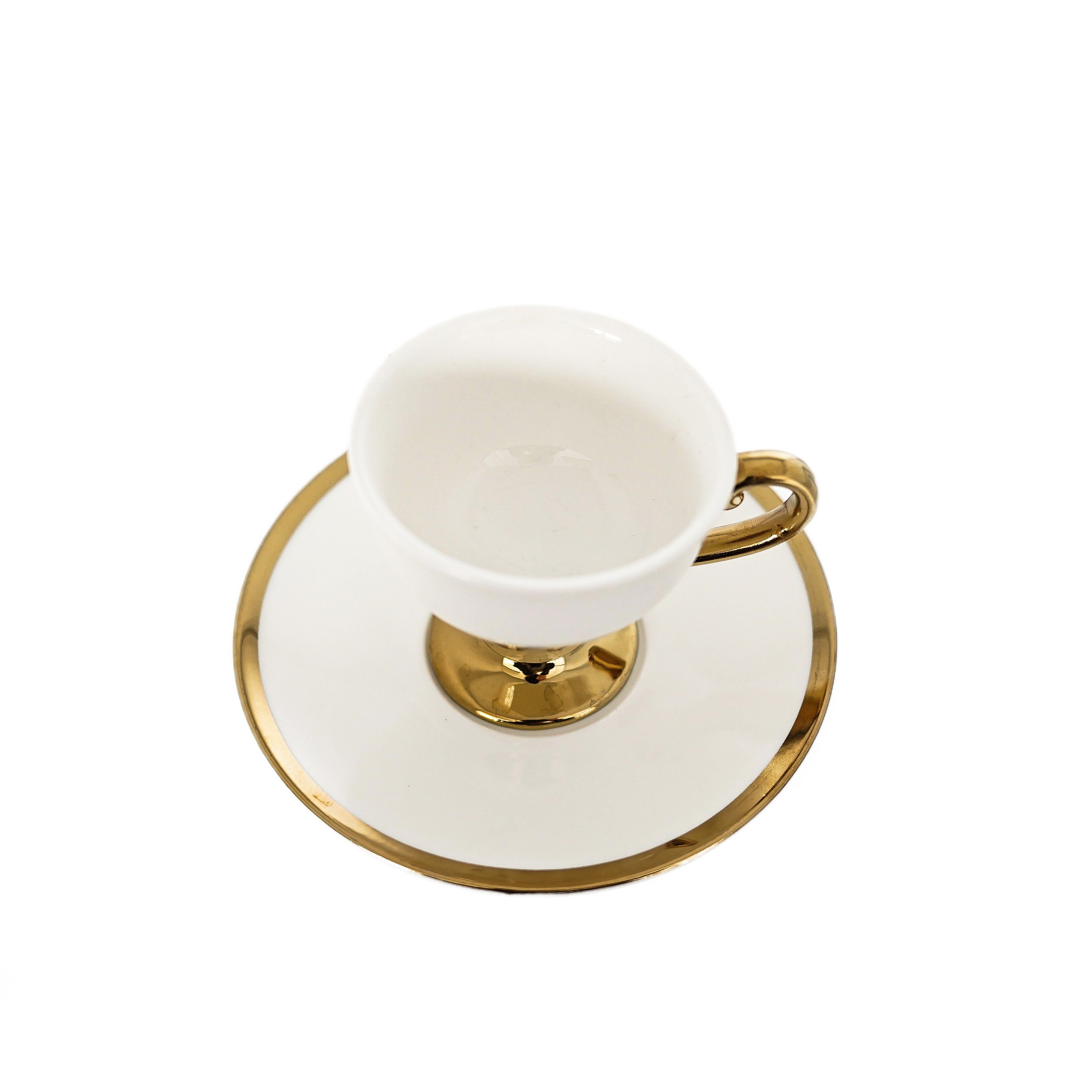 / Gold Mokkaservice Untertasse (12-tlg) 12-Teilig Weiß mit ZELLERFELD Kaffeeservice Mokkatasse