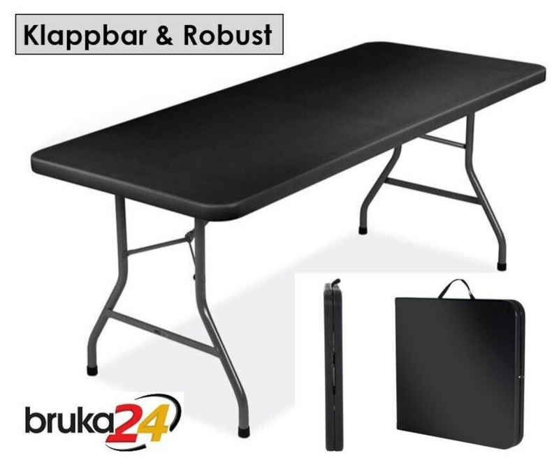 BruKa Klapptisch Klappbarer Tisch CAMPIXX SCHWARZ 180cm klappbar Campingtisch, Klapptisch Tragbar, bis 170kg
