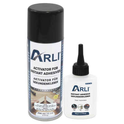 ARLI Montagekleber Sekundenkleber 50g mit Aktivator 200ml Universal, (1-tlg), Cyanacrylat Kleber Schnell trocknender Klebstoff