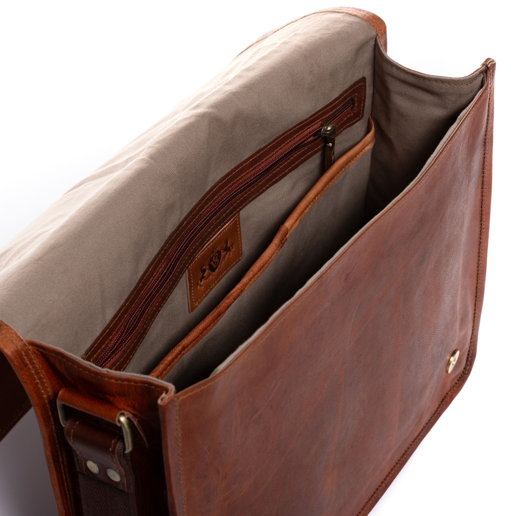 SID & VAIN Messenger Bag SPENCER groß Laptop-Tasche 15 Zoll echt Leder, Umhaengetasche Laptop Fach Herren Damen Schultertasche braun
