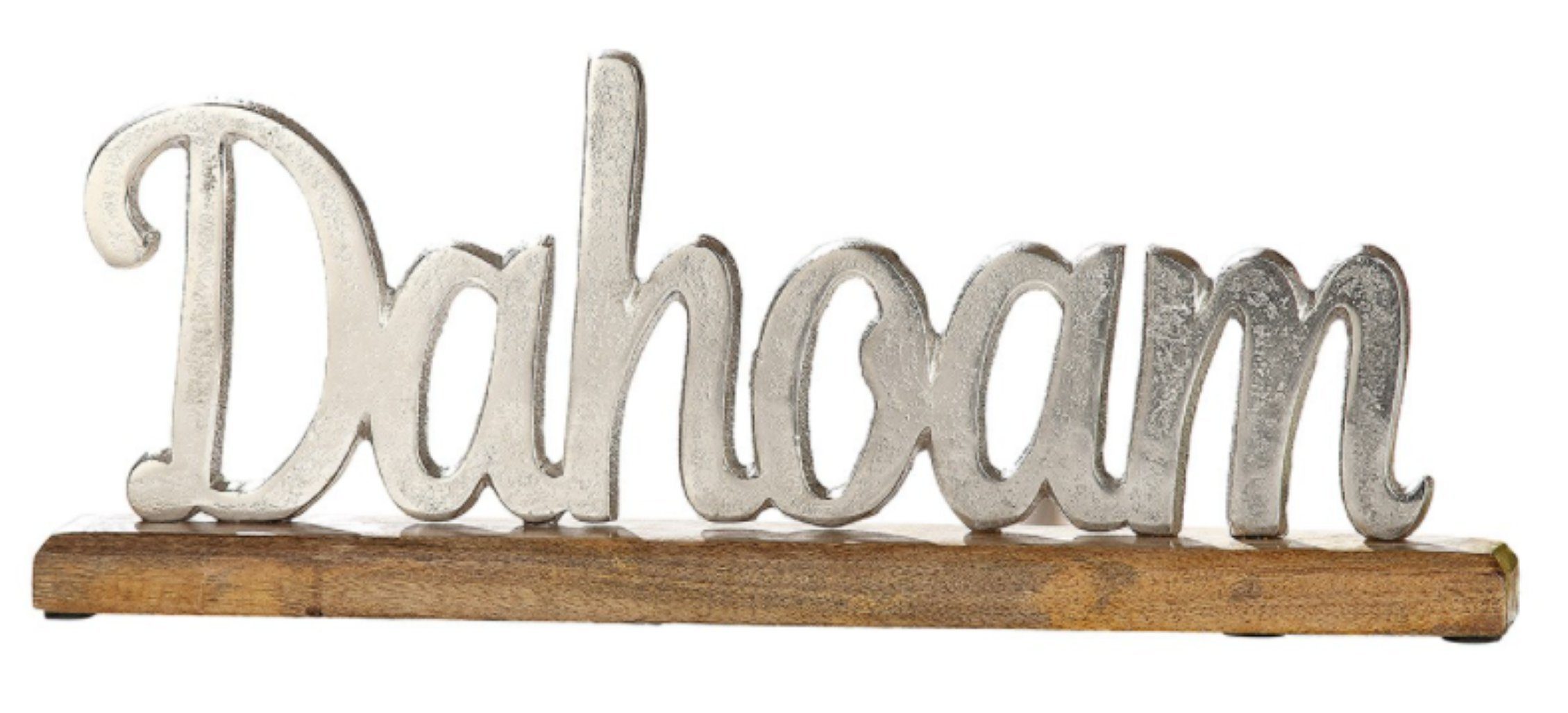 GILDE Dekoobjekt, Grosser edler heimatlicher Schriftzug auf Holzbase in brueniertem