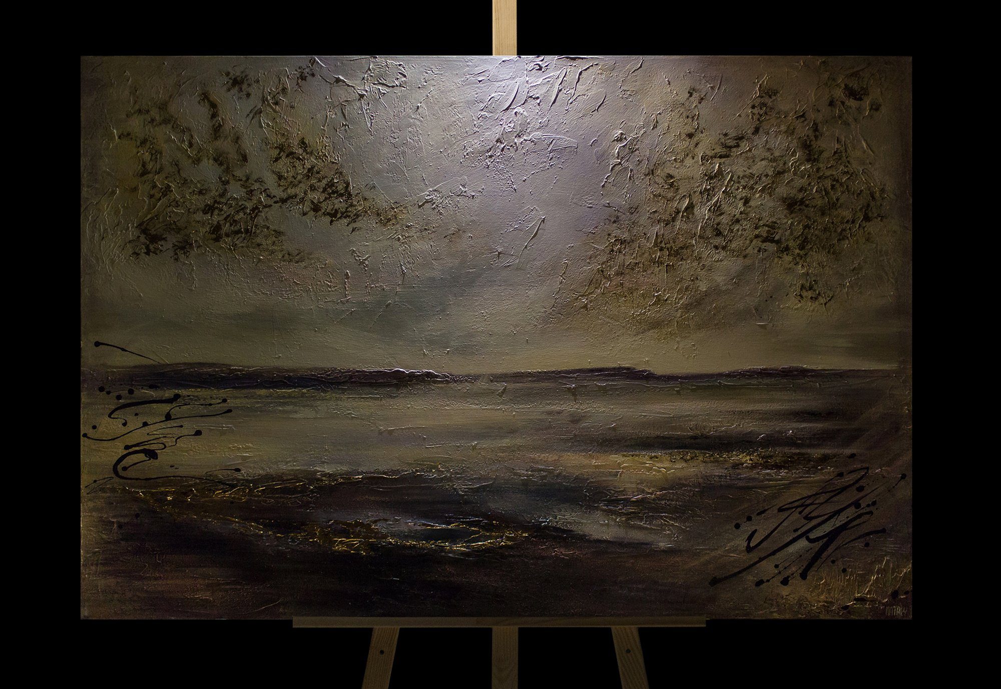 Meereslandschaft Gemälde YS-Art Landschaft, Bild Meer-Weitblick, Strand Wasser Leinwand Meer Handgemalt