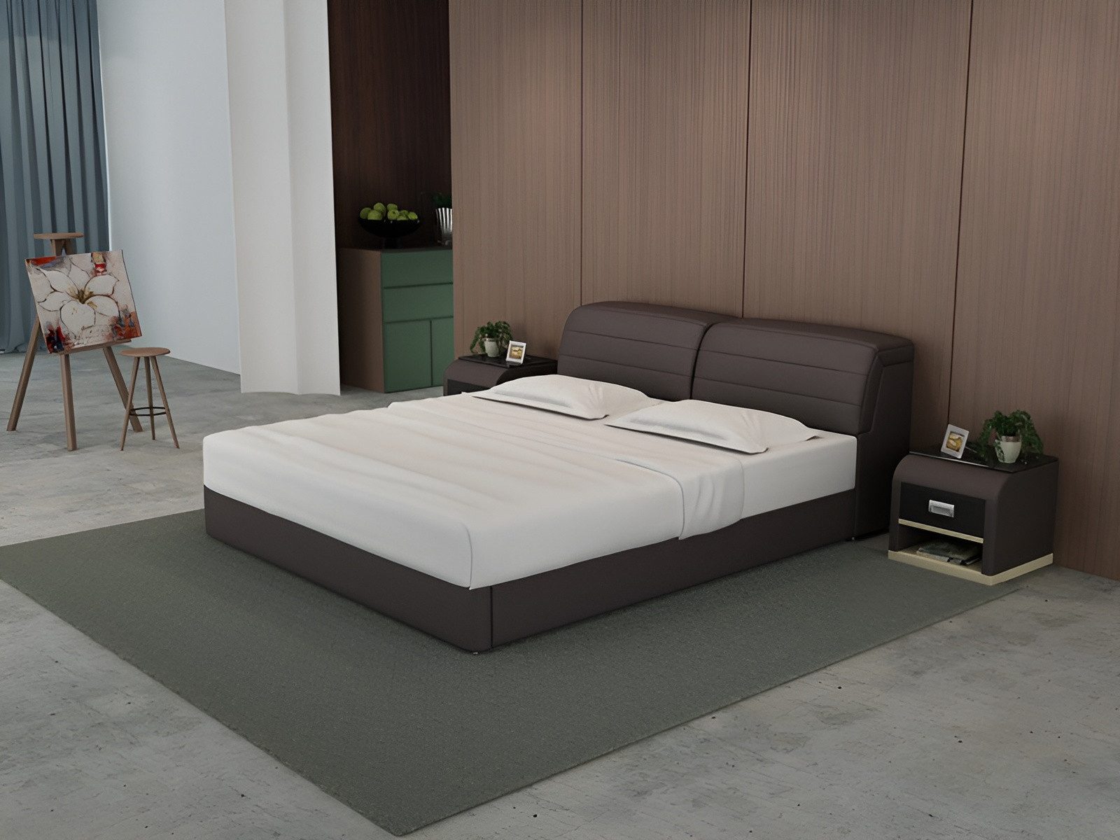 JVmoebel Polsterbett Lederbett LB8827 mit USB-Anschlüssen und edlem Design (Bett "LB8827), Made in Europa