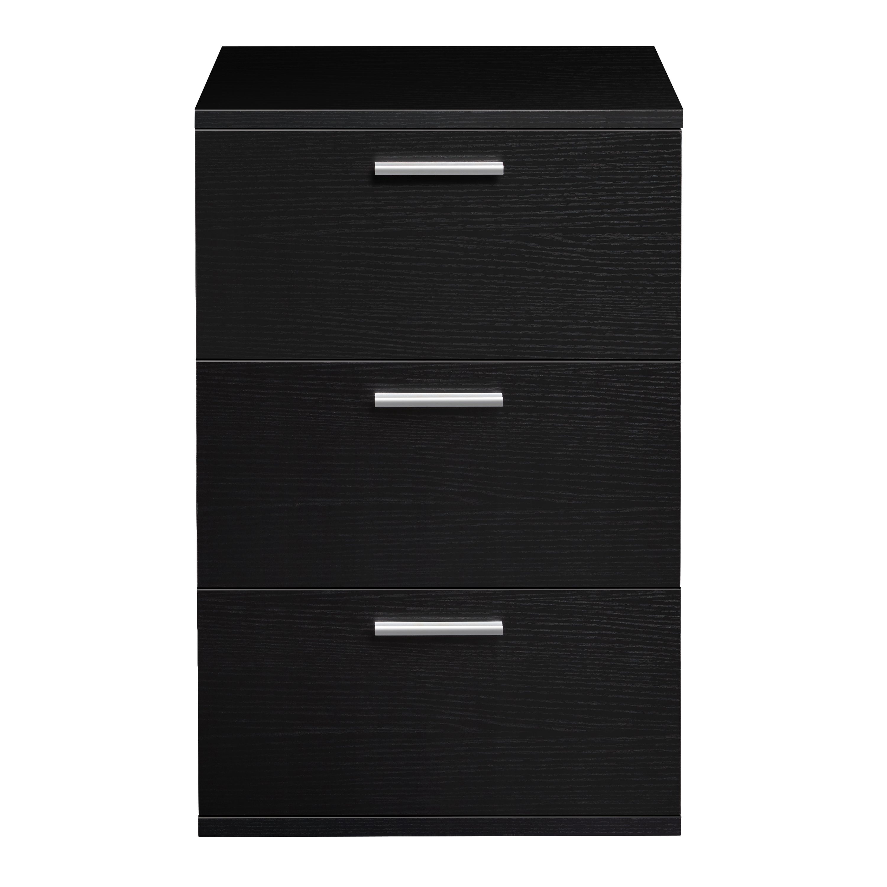 Yaheetech Nachtschrank 3 hoch 59cm Schwarz Schubladen