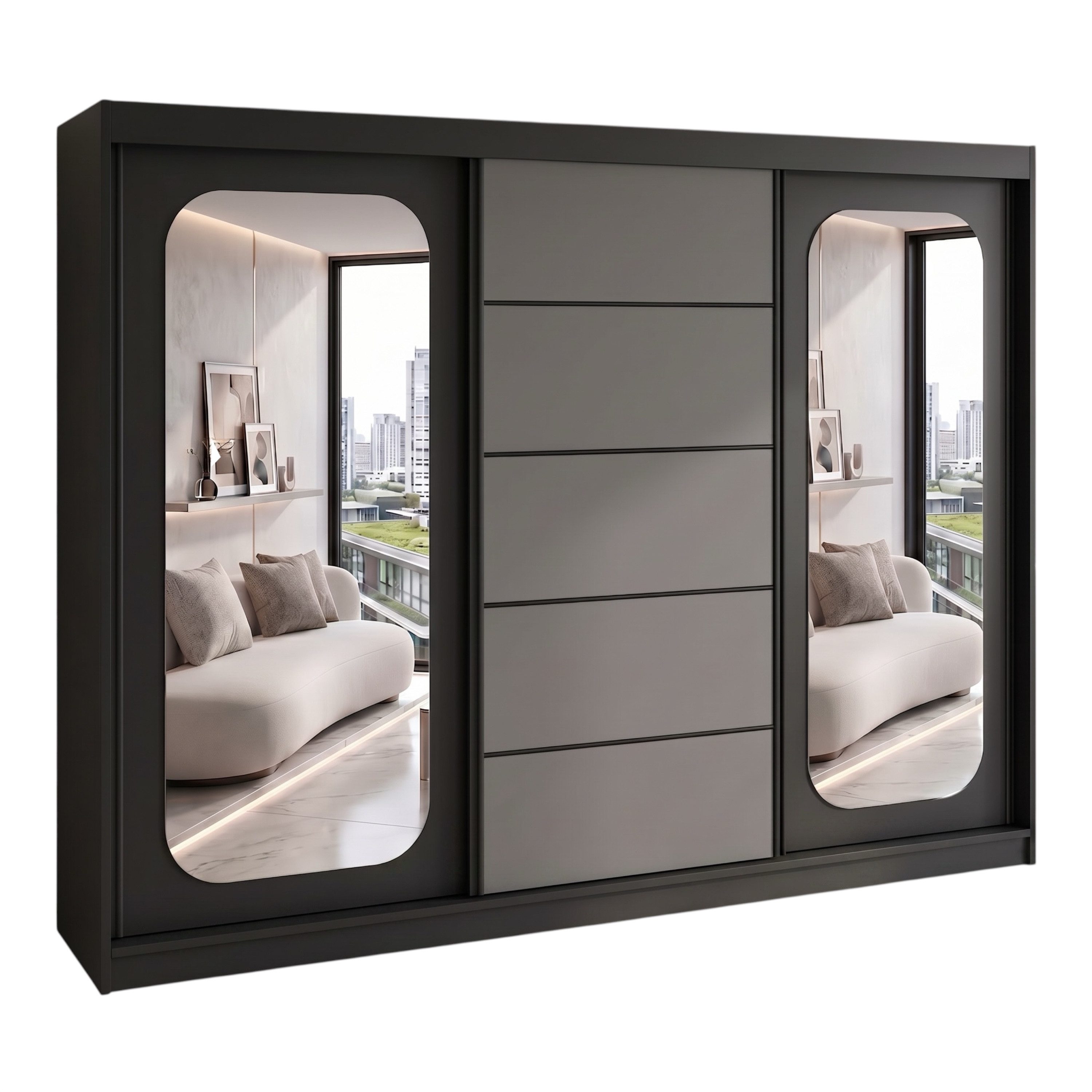 A&J MöbelLand GmbH Schiebetürenschrank BELANO – Moderner Kleiderschrank mit Schiebetüren (Die perfekte Kombination aus modernem Design, hoher Funktionalität und großzügigem Stauraum für Kleidung, Bettwäsche und Accessoires, erhältlich in verschiedenen Far