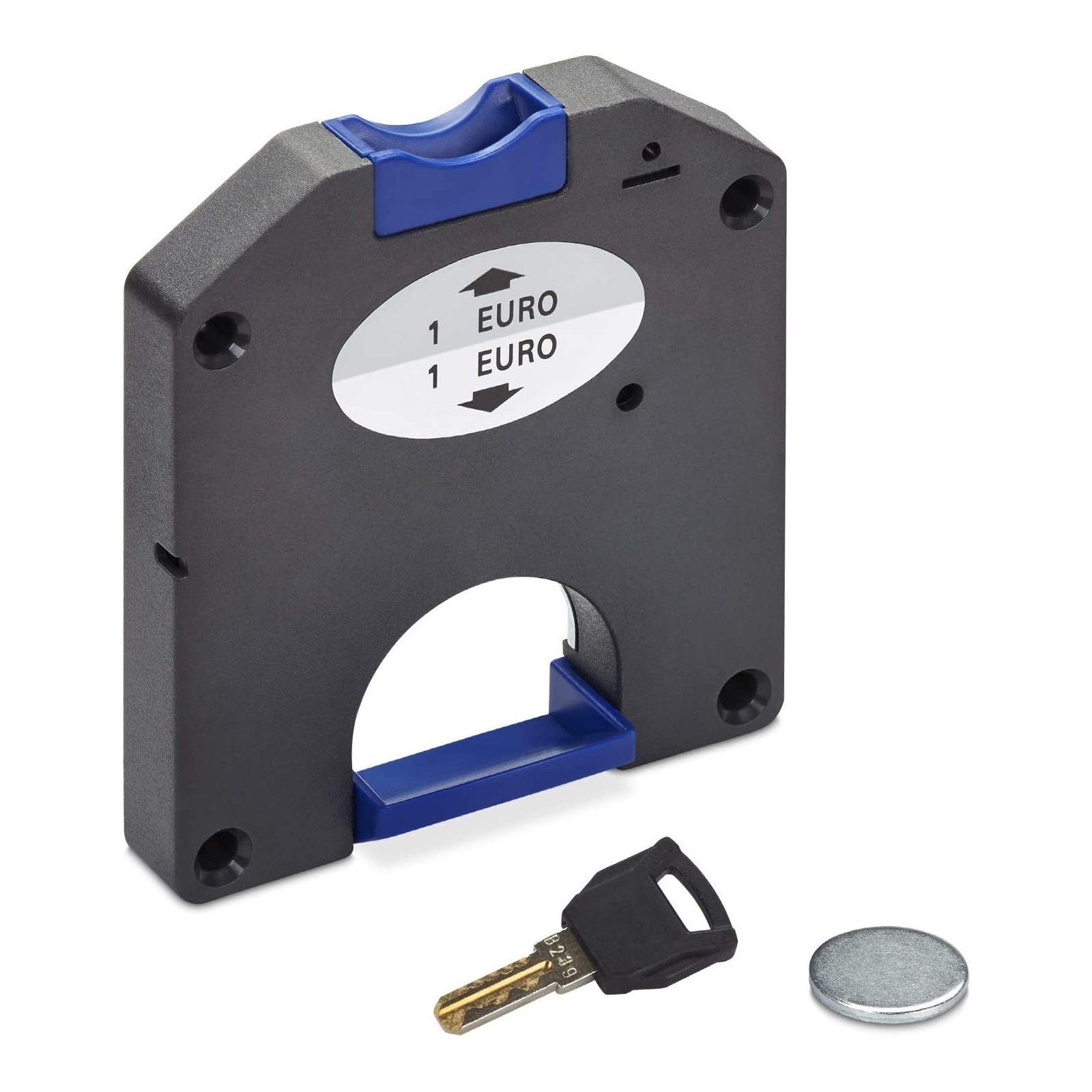 SO-TECH® Möbelschloss Münzschloss 110 x 125 x 18 mm für 1 € Münzen Pfandschloss Mü (1-tlg), Münzpfandschloss Spindschloss