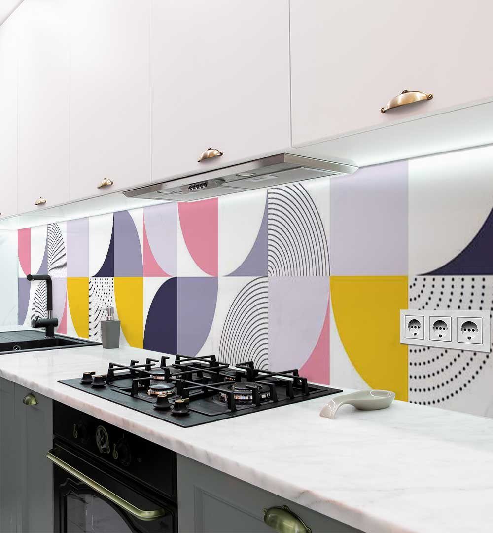 MyMaxxi Dekorationsfolie Küchenrückwand Retro Kreis Muster selbstklebend Spritzschutz Folie