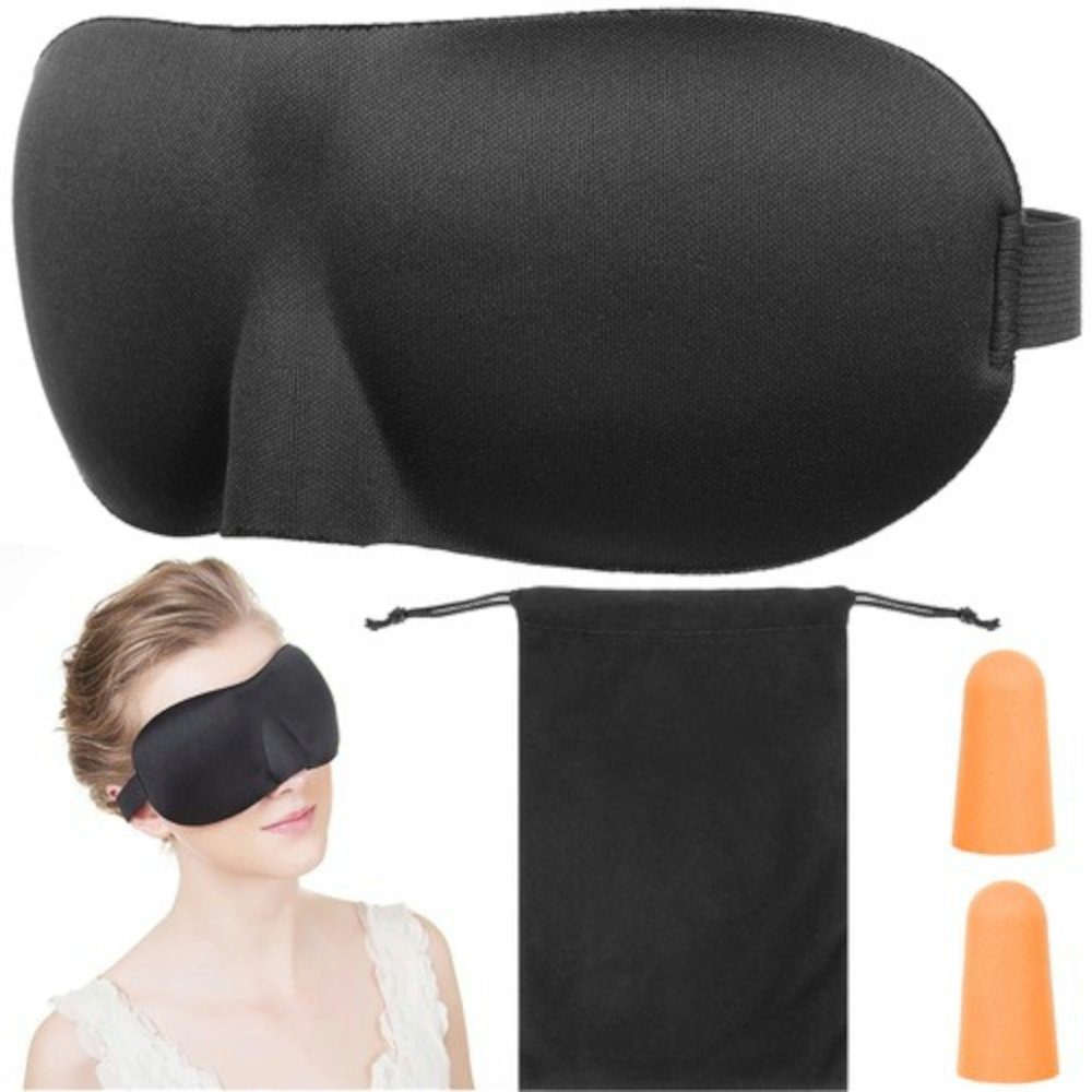 mit + 3D und Augenbinde Ohrstöpsel Augenbinde Augenmaske, Augenbinde TRADE Tasche 4-tlg., ISO Ohrstöpsel, Schlafmaske Schlafbrille,