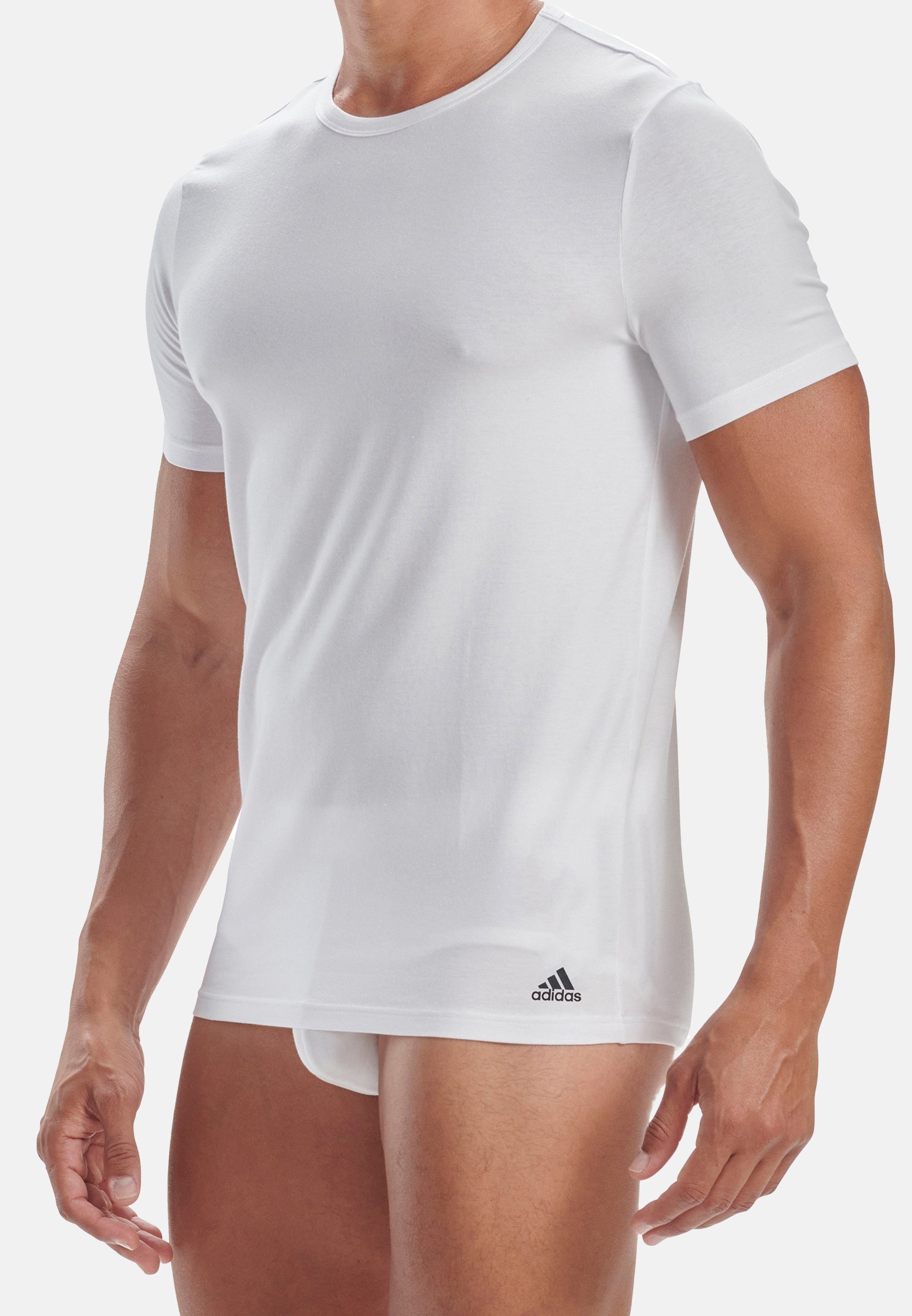 (Spar-Set, - Flex Unterhemd Active Kurzarm Unterhemd 4er 3 Weiß / adidas Baumwolle Sportswear Shirt Stripes - 4-St) Cotton Pack
