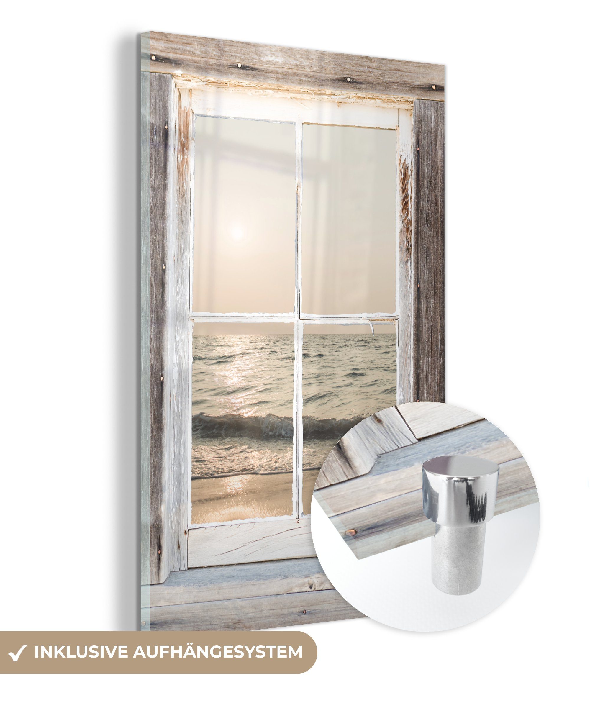 MuchoWow Acrylglasbild Durchsichtig - Holz - Meer, (1 St), Glasbilder - Bilder auf Glas Wandbild - Foto auf Glas - Wanddekoration