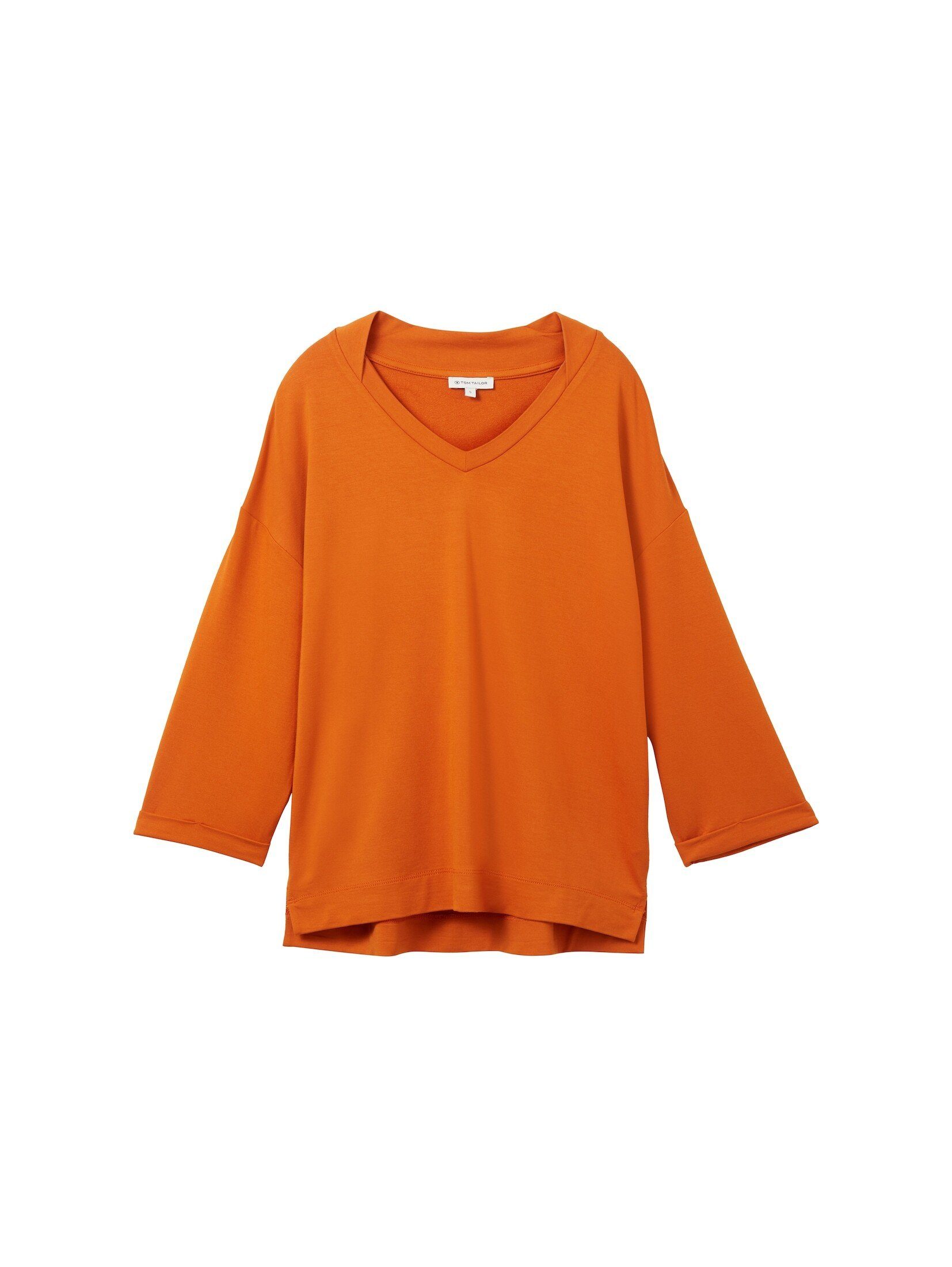 V-Ausschnitt flame T-Shirt TAILOR TOM mit 3/4 Arm gold Shirt orange