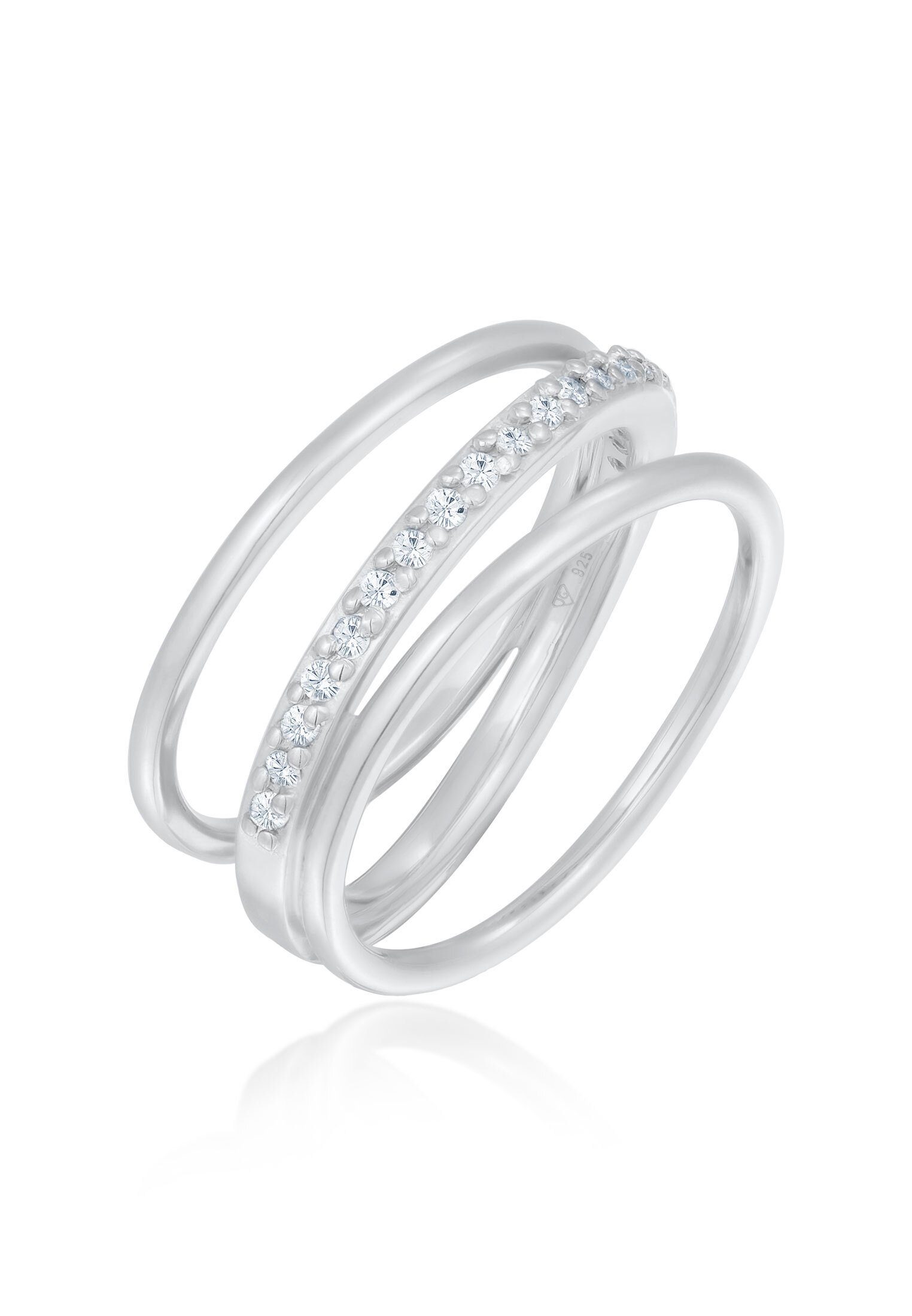 Elli Fingerring Wickelring Zirkonia 925 Silber