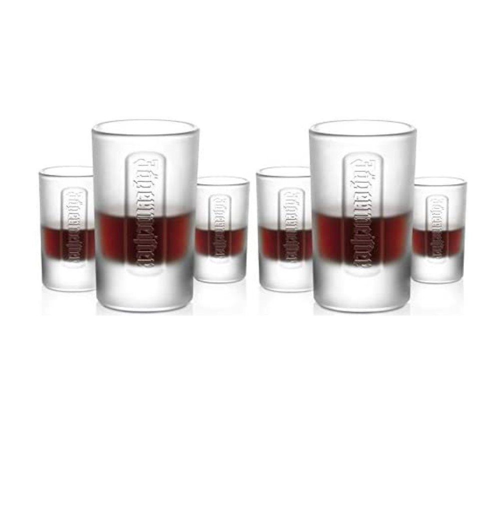 Jägermeister Schnapsglas Frosted Club Shotgläser 6Stk - Shot Gläser 4cl, Schnapsglas Shotglas, Glas, Vodka, Tequila, ideal für Gastronomie, Club, Bar, Party, Karneval