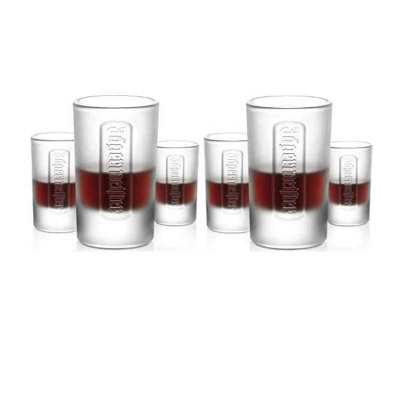 Jägermeister Gläser-Set Frosted Club Shotgläser 6Stk - Shot Gläser 4cl, Schnapsglas Shotglas, Glas, Vodka, Tequila, ideal für Gastronomie, Club, Bar, Party, Karneval