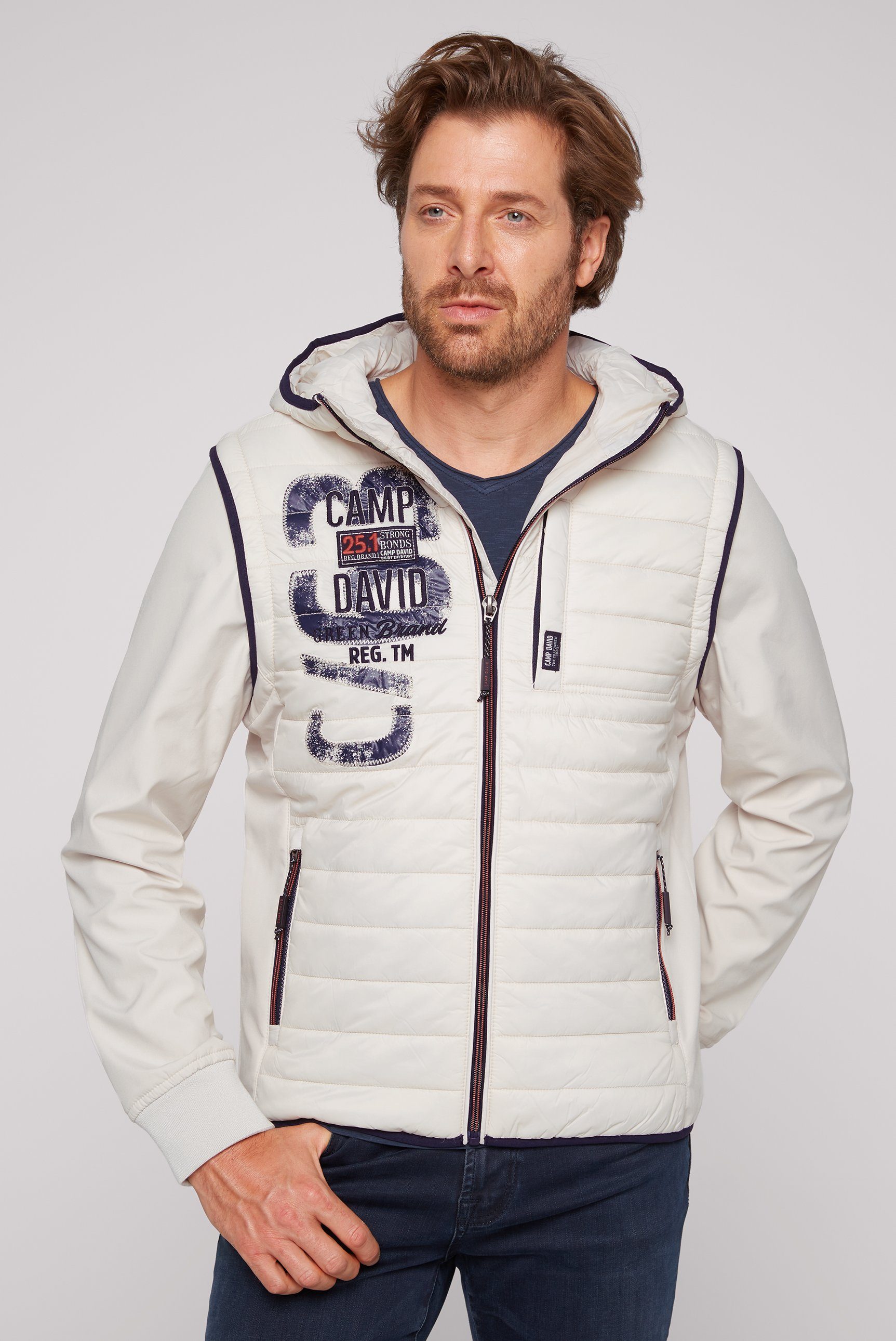 CAMP DAVID Softshelljacke mit Label-Applikationen beidseitig