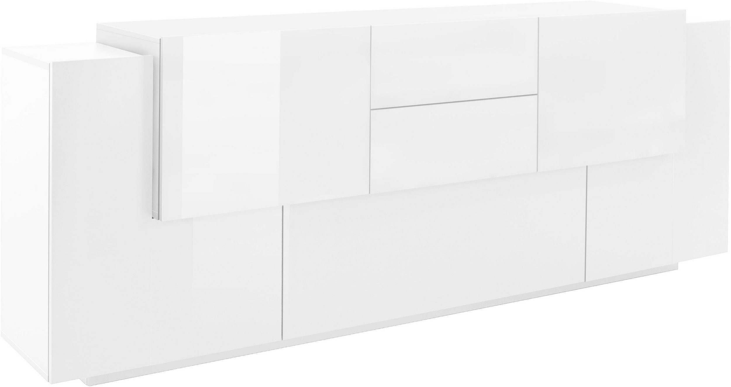 möbelando Sideboard Coro (BxHxT: 220x86x45 cm), in weiß mit 2 Schubladen und 4 Türen
