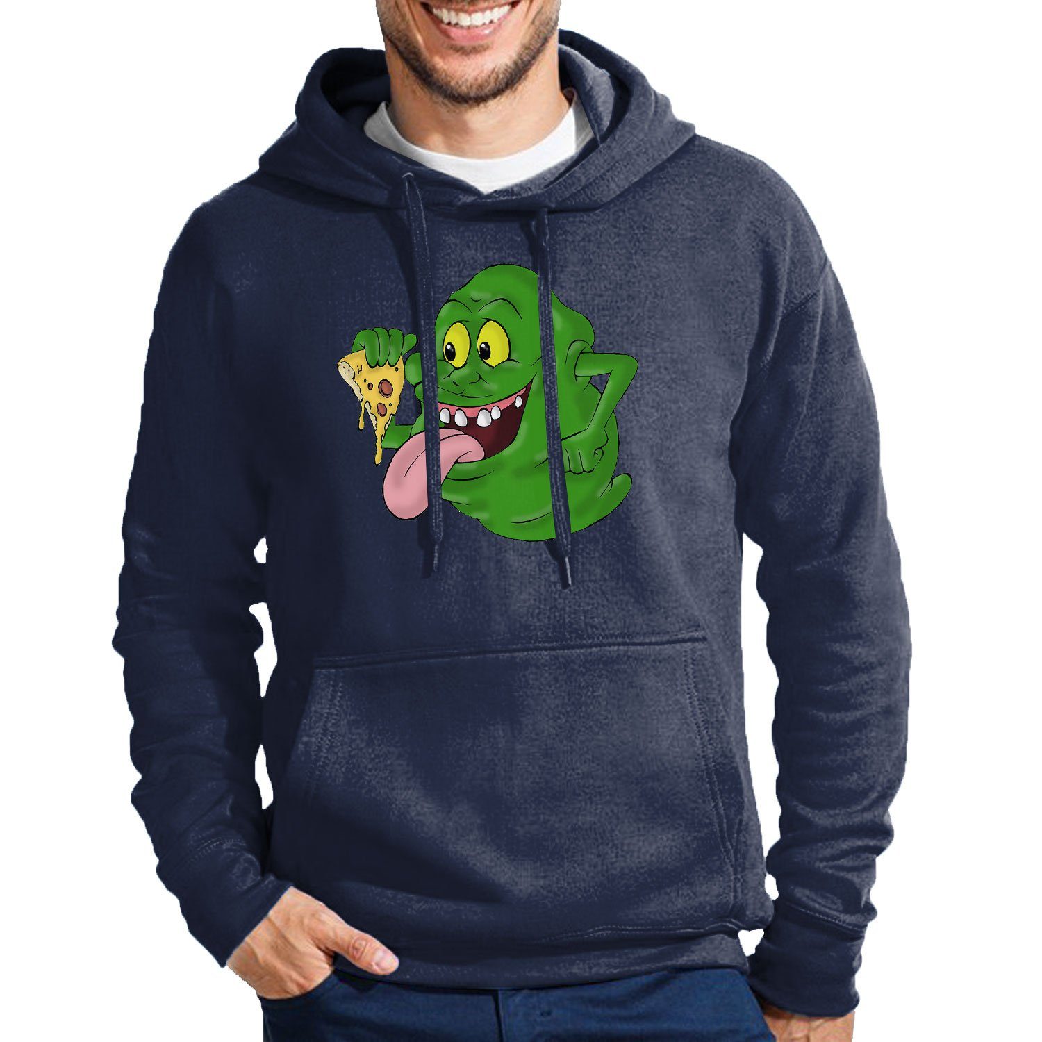 Hoodie Slimer herren Hoodie Ghostbusters Retro Pizza Motiv Kapuzenpullover