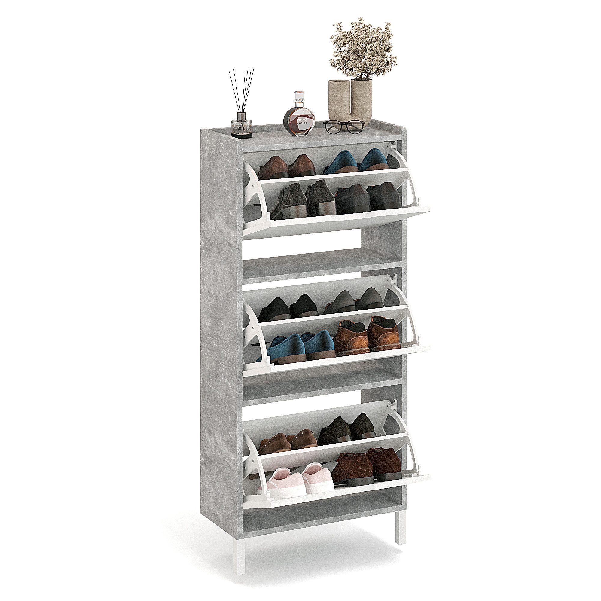KOMTO Schuhschrank Madrid 3 Schmal Schuhregal günstig online kaufen