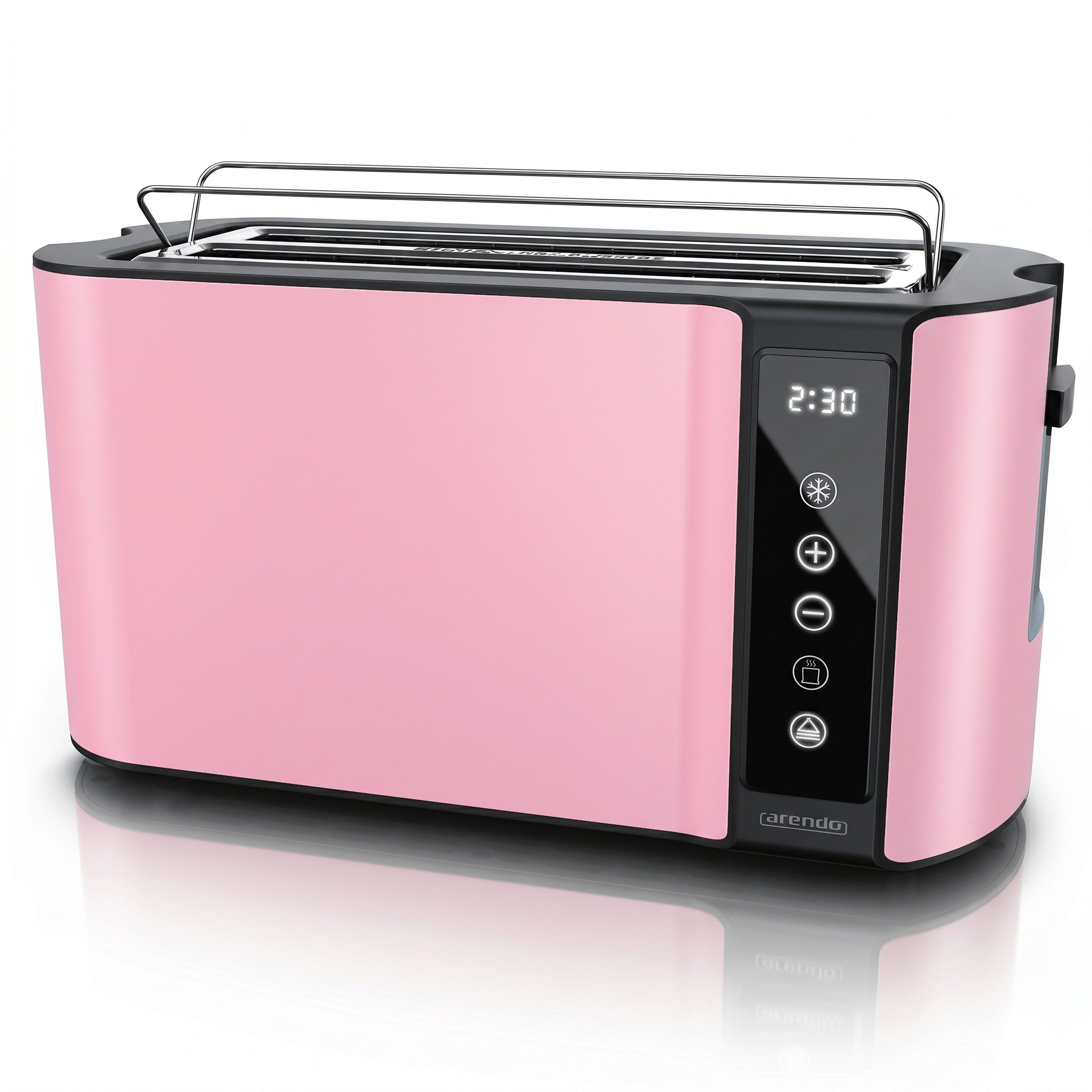 Arendo Toaster Arendo Toaster 4 Scheiben Langschlitz, Touch Display, Brötchenaufsatz, 2 lange Schlitze, für 4 Scheiben, 1500 W, Doppelwandgehäuse, Restzeitanzeige, 7 Bräunungsgrade, Memory-Funktion