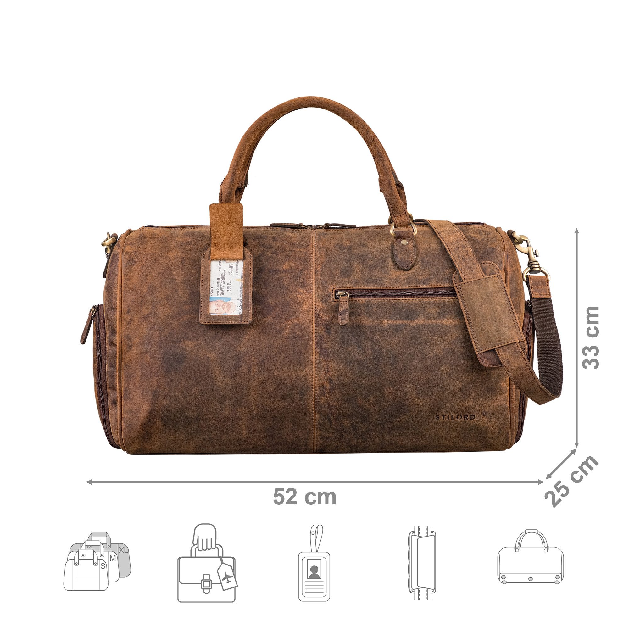STILORD Weekender "Jermaine" Vintage Leder Reisetasche Weekender mit Schuhfach Groß
